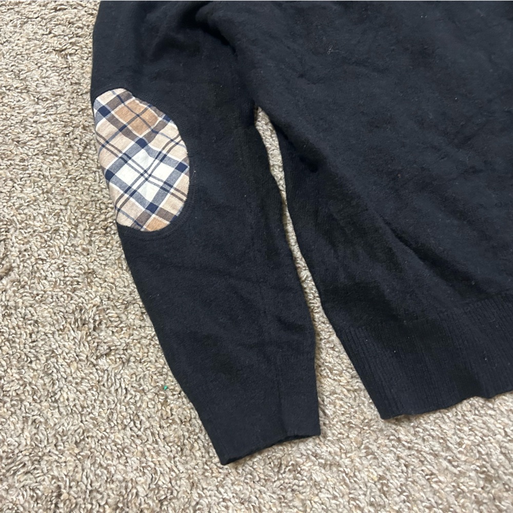 Barbour Pendle Roll-Neck Sweater Black Size 10 Women's Wool Cotton Elbow Patch - Picture 10 of 10
